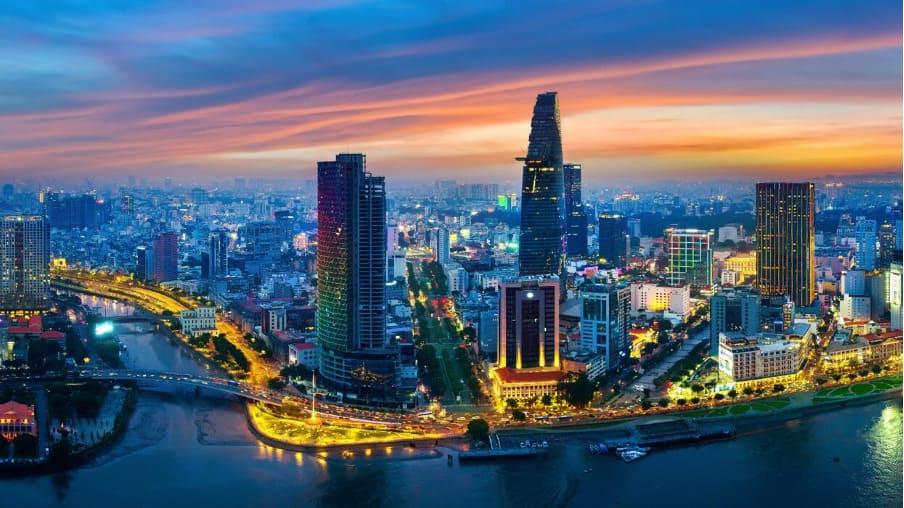 sunset in ho chi minh city