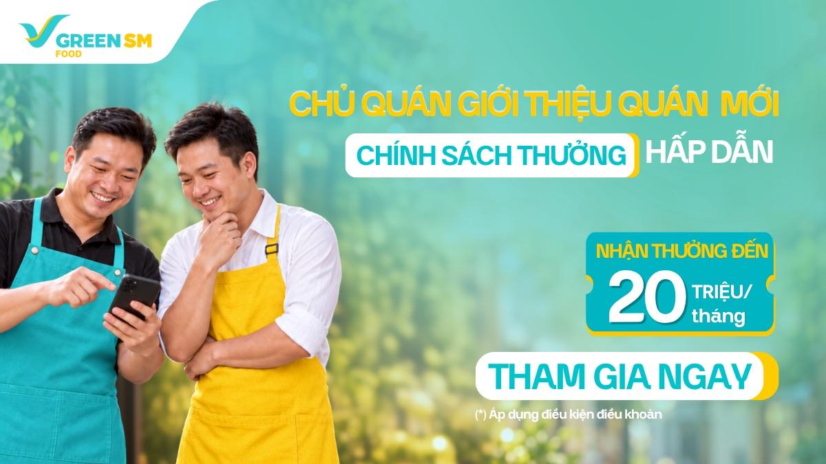Chương trình giới thiệu quán mới áp dụng cho đối tác nhà hàng trên Green SM Food