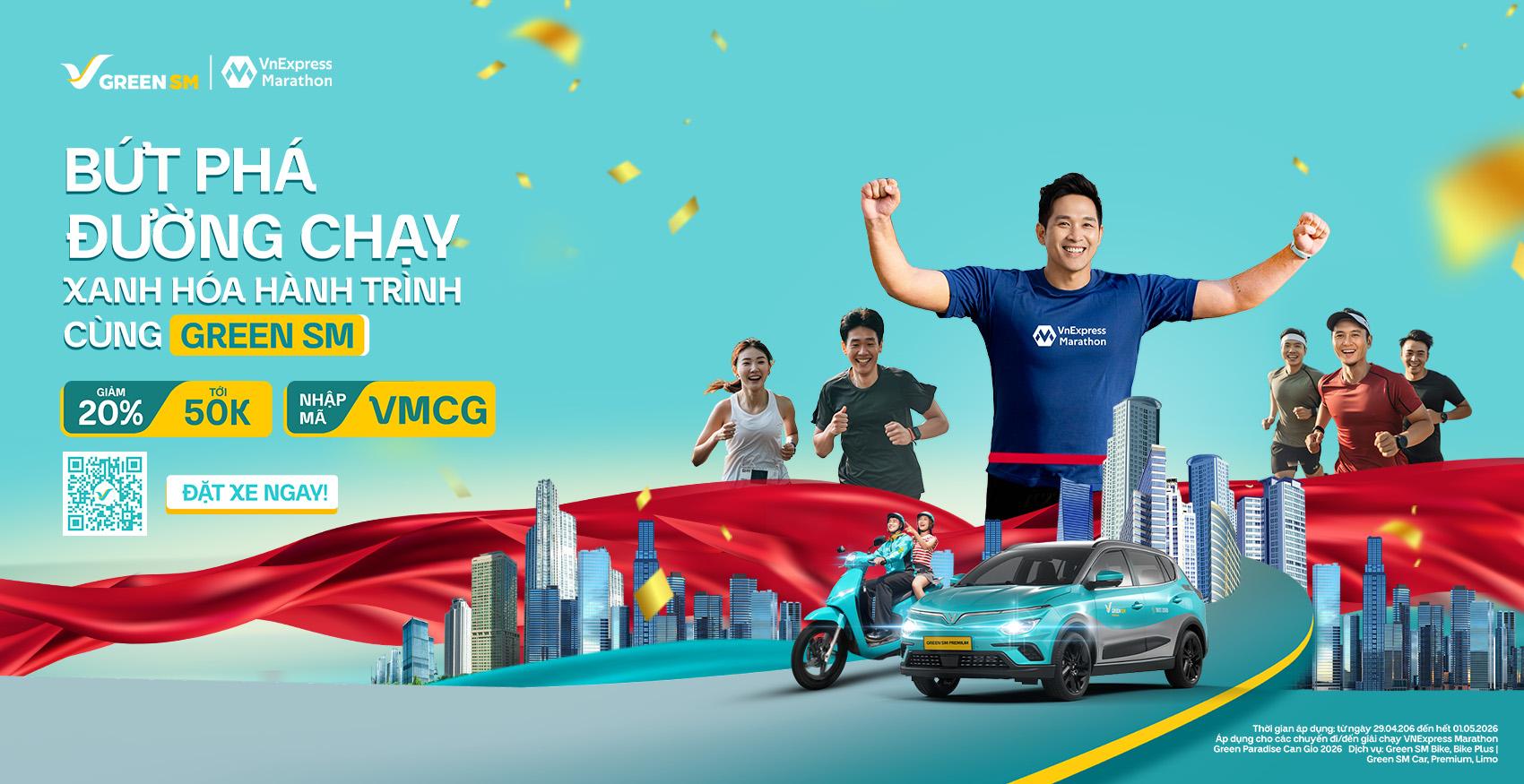 Green SM đồng hành cùng VnExpress Marathon Green Paradise Can Gio 2026 – Ưu đãi di chuyển lên đến 20%